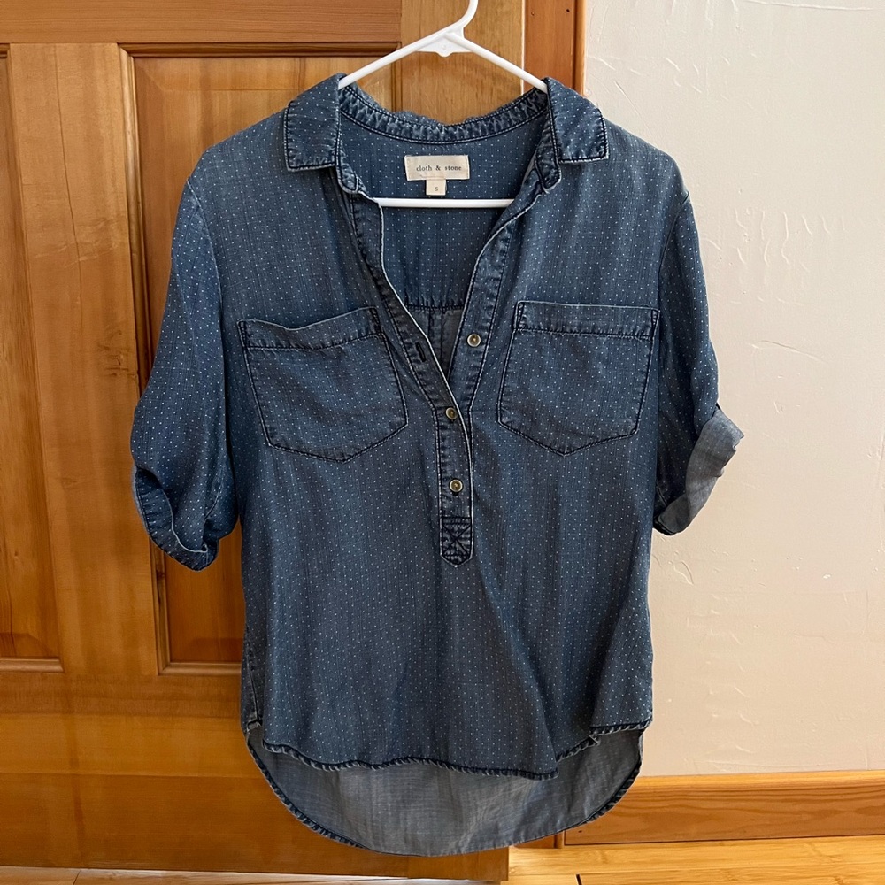 Cloth & Stone chambray polka dot shirt from Anthropologie